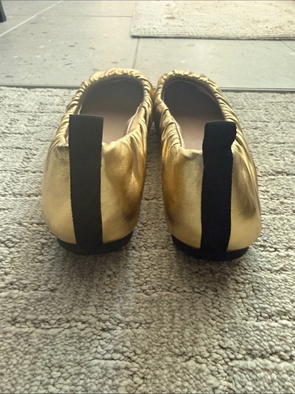 Vince Camuto Metallic Gold Elastic Ballet Flats
